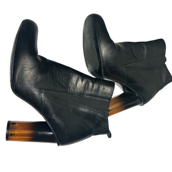 Pure Navy Made In Spain Black Leather Booties Sz 39 (8) - Picture 6 of 11